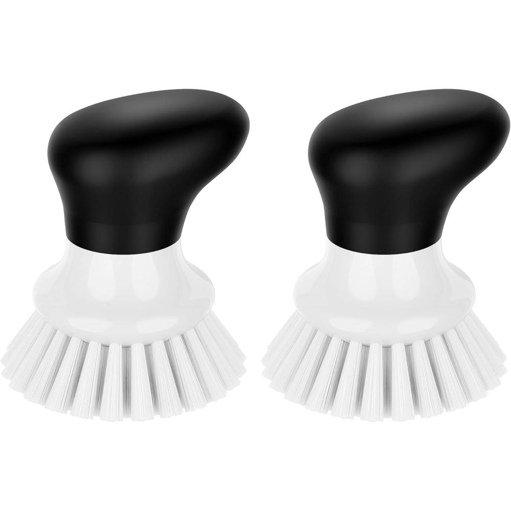 imageMRSIGA Dish Scrub Brush Palm Brush Dish Scrubber with Ergonomic Grip Kitchen Brushes for Dishes Green Pack of 2White