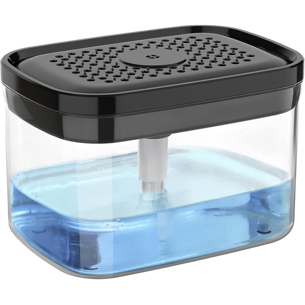 imageMRSIGA Dish Soap Dispenser for Kitchen2 in 1 Premium Sponge Holder Dishwashing Soap Pump Dispenser for Countertop BlackBlack
