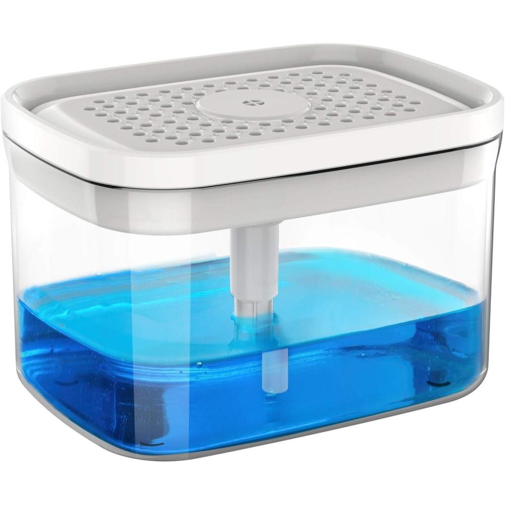 imageMRSIGA Dish Soap Dispenser for Kitchen2 in 1 Premium Sponge Holder Dishwashing Soap Pump Dispenser for Countertop BlackWhite