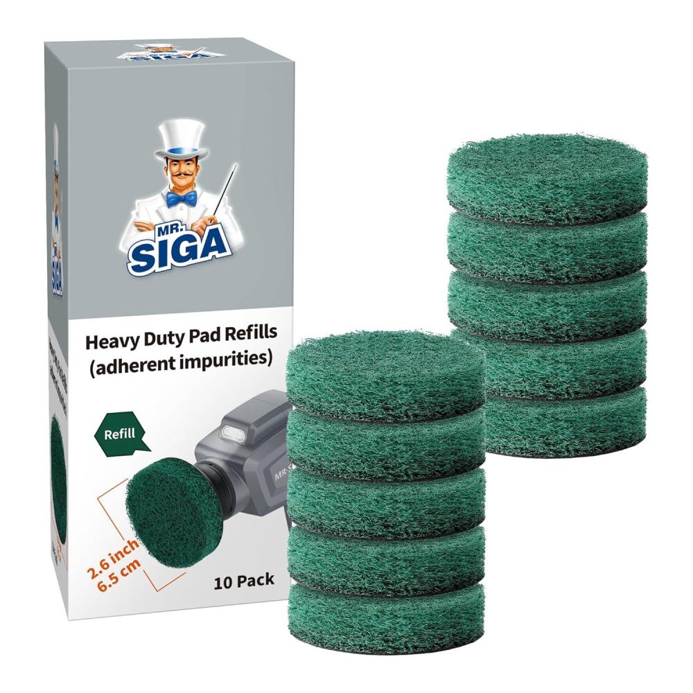 imageMRSIGA Heavy Duty Pad Refills for Electric Spin Scrubber Diameter 26in65cm 10 Pack