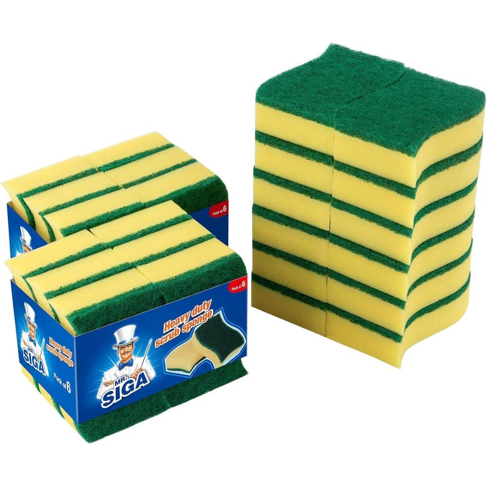 imageMRSIGA Heavy Duty Scrub Sponge 24 Count Size11 x 7 x 3cm 43quot x 28quot x 12quotpack of 24