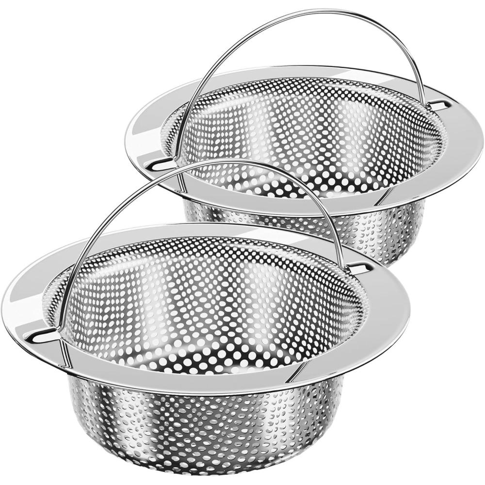 imageMRSIGA Kitchen Sink Strainer Stainless Steel Sink Drain Strainer Dishwasher Safe 2 Pack