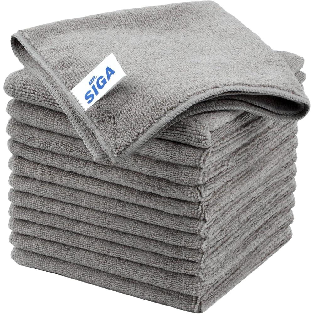 imageMRSIGA Microfiber Cleaning Cloth AllPurpose Microfiber Towels Streak Free Cleaning Rags Pack of 12 Grey Size 32 x 32 cm126 x 126 inchGrey
