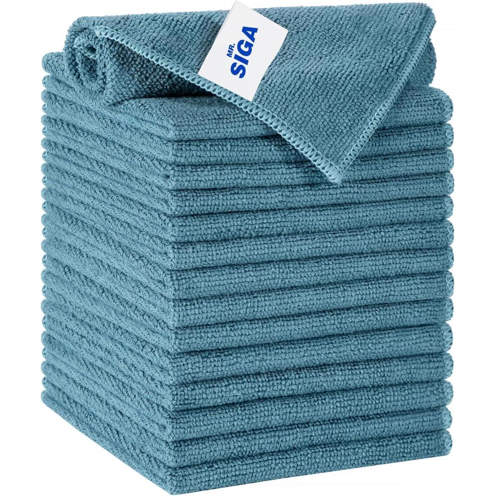 imageMRSIGA Microfiber Cleaning Cloth AllPurpose Microfiber Towels Streak Free Cleaning Rags Pack of 15 Sky Blue Size 30 x 30 cm118 x 118 inchLight Teal