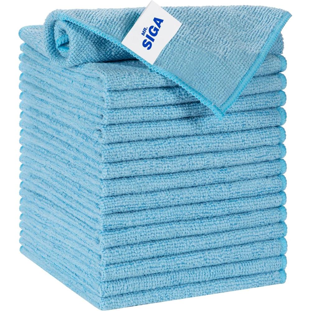 imageMRSIGA Microfiber Cleaning Cloth AllPurpose Microfiber Towels Streak Free Cleaning Rags Pack of 15 Sky Blue Size 30 x 30 cm118 x 118 inchSky Blue