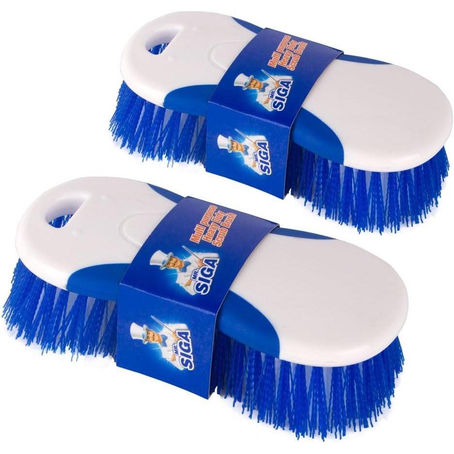 imageMRSIGA Multi Purpose Heavy Duty Scrub Brush Pack of 2White Blue 2 Pack