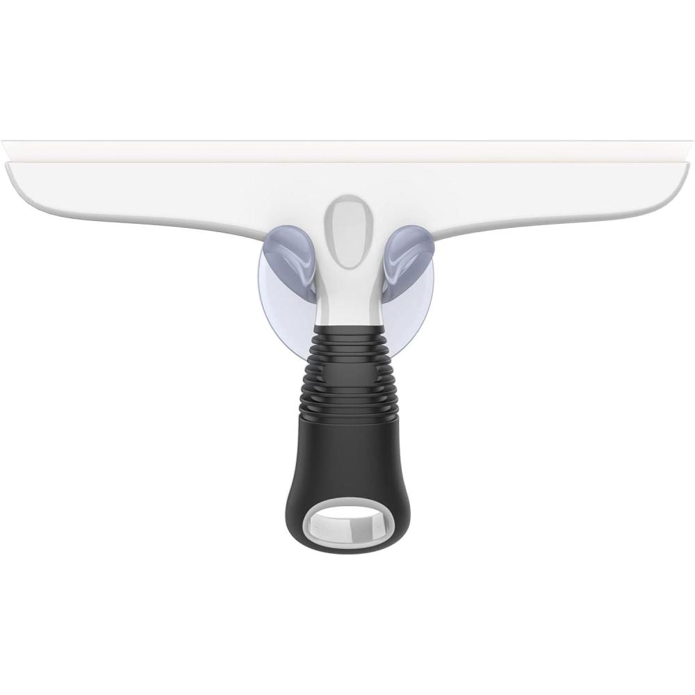 imageMRSIGA MultiPurpose Silicon Squeegee for Window Glass Shower Door Car Windshield Heavy Duty Window Scrubber Includes Suction Hook 10 inch White ampamp Black 1 PackWhite  Black