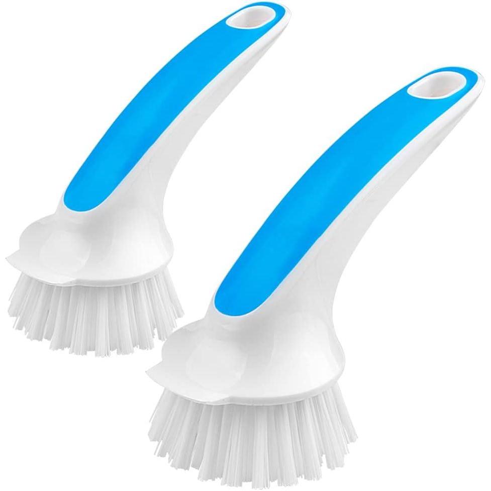 imageMRSIGA Pot and Pan Cleaning Brush Dish Brush for Kitchen Pack of 2Blue White