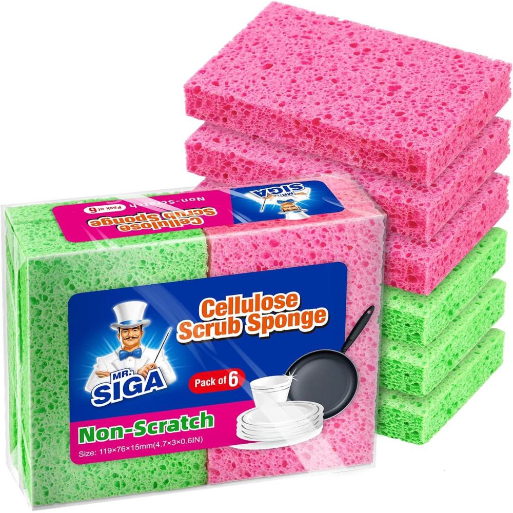 imageMRSIGA Scrub Sponges NonScratch Sponges for Dishes Kitchen Sponge Dish Scrubber 12 Pack