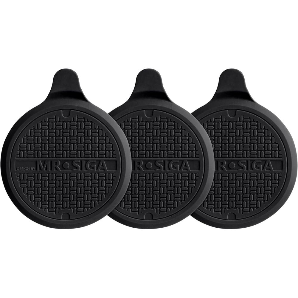 imageMRSIGA Silicone Bathtub Stopper Drain Stopper for Shower Sink 51quot Diameter 3 PackBlack