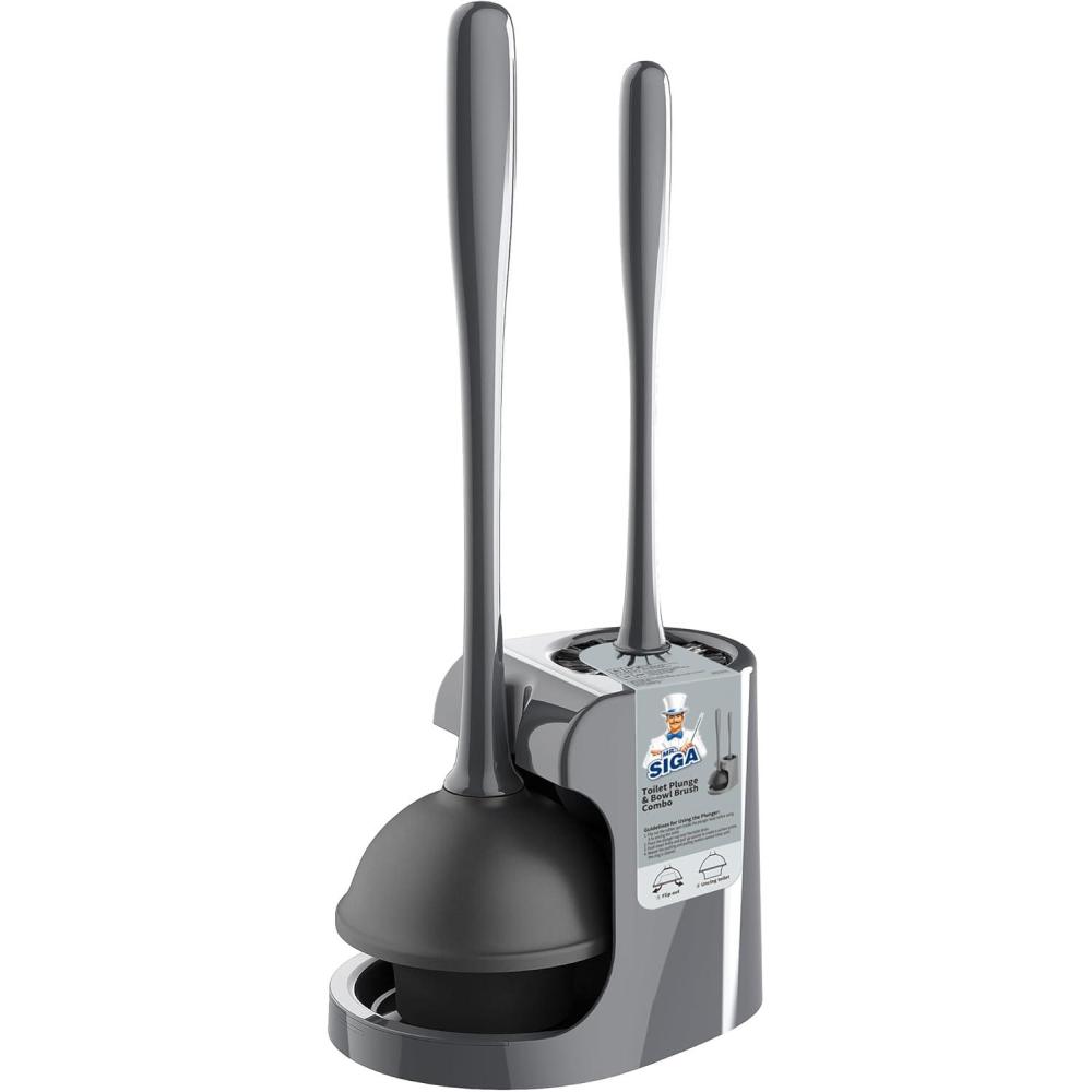 imageMRSIGA Toilet Plunger and Bowl Brush Combo for Bathroom Cleaning White 1 SetGray