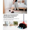 MR.SIGA Broom and Dustpan Set with Adjustable Long Handle, Upright Combo for Floor, Cleaning Lobby, Gray(Black & Red)