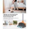 MR.SIGA Broom and Dustpan Set with Adjustable Long Handle, Upright Combo for Floor, Cleaning Lobby, Gray(Gray & Orange)
