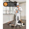 MR.SIGA Broom and Dustpan Set with Adjustable Long Handle, Upright Combo for Floor, Cleaning Lobby, Gray(Gray & Orange)