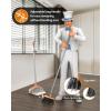 MR.SIGA Broom and Dustpan Set with Adjustable Long Handle, Upright Combo for Floor, Cleaning Lobby, Gray(White & Orange)