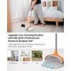 MR.SIGA Broom and Dustpan Set with Adjustable Long Handle, Upright Combo for Floor, Cleaning Lobby, Gray(White & Orange)