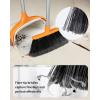 MR.SIGA Broom and Dustpan Set with Adjustable Long Handle, Upright Combo for Floor, Cleaning Lobby, Gray(White & Orange)