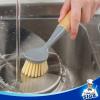 MR.SIGA Dish Brush with Bamboo Handle Built-in Scraper, Scrub Brush for Pans, Pots, Kitchen Sink Cleaning, Pack of 2(Gray)