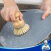 MR.SIGA Dish Brush with Bamboo Handle Built-in Scraper, Scrub Brush for Pans, Pots, Kitchen Sink Cleaning, Pack of 2(Natural)