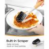 MR.SIGA Dish Brush with Handle, Dish Scrub Brush, Bamboo Dish Brush, Safe on Nonstick Pots, Pans, 2 Pack