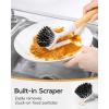 MR.SIGA Dish Brush with Handle, Dish Scrub Brush with Built-in Scraper, Bamboo Dish Brush for Pots and Pans, Kitchen Sink, 2 Pack