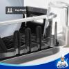 MR.SIGA Dish Drying Rack for Kitchen Counter, Compact Dish Drainer with Drainboard, Utensil Holder and Cup Rack, Plastic Kitchen Drying Rack for Dishes, Cups, Knives, Spoons and Forks, White(Black)
