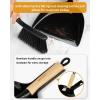 MR.SIGA Dustpan and Brush Set, Portable Cleaning Brush and Dustpan Combo with Bamboo Handle, White, 1 Set(Black)