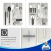 MR.SIGA Expandable Silverware Organizer, Flatware Organizer for Drawer, Utensil Organizer and Adjustable Cutlery Tray for Kitchen Drawer, White & Gray(White & Gray)