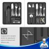 MR.SIGA Expandable Silverware Organizer, Flatware Organizer for Drawer, Utensil Organizer and Adjustable Cutlery Tray for Kitchen Drawer, White & Gray(Black)