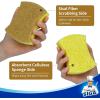 MR.SIGA Heavy Duty Cellulose Scrub Sponge, Dual-Sided Dishwashing Sponge for Kitchen, 12 Pack(Light Brown  Yellow)