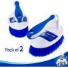 MR.SIGA Heavy Duty Scrub Brush with Comfortable Grip, Cleaning Brush for Bathroom, Shower, Sink, Floor, 2-Pack(White & Blue – 2 Pack)