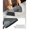MR.SIGA Mini Dustpan and Brush Set, Portable Cleaning Brush and Dustpan Combo with Bamboo Handle, Gray, 1 Set(Gray)