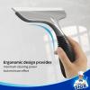 MR.SIGA Multi-Purpose Silicon Squeegee for Window, Glass, Shower Door, Car Windshield, Heavy Duty Window Scrubber, Includes Suction Hook, 10 inch, White & Black, 1 Pack(Grey & Black)