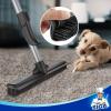 MR.SIGA Pet Hair Removal Rubber Broom with Built in Squeegee, 3 in 1 Floor Brush for Carpet, 61 inch Adjustable Handle, Includes 1 Microfiber Cloth for Floor Dusting