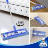 MR.SIGA Professional Microfiber Mop for Hardwood, Laminate, Tile Floor Cleaning, Stainless Steel Telescopic Handle – 3 Reusable Flat Mop Refills and 1 Dirt Removal Scrubber Included(Blue)