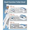 MR.SIGA Toilet Stool Squat Adult, Bathroom Stool Heavy Duty, Anti Slip Toilet Step for Bathroom, Toddler Step Stool for Kids, White & Grayish Blue(White & Grayish Blue)
