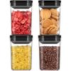 MR.SIGA 4 Pack Airtight Food Storage Container Set, BPA Free Kitchen Pantry Organization Canisters, One-handed Airtight Cereal Snack Candy Storage Containers, 1 L / 34oz, Medium, Black(Black)