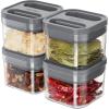 MR.SIGA 4 Pack Airtight Food Storage Container Set, BPA Free Kitchen Pantry Organization Canisters with One-handed Leak Proof Lids, 1L / 33.8oz, Medium, Gray(Gray)