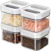 MR.SIGA 4 Pack Airtight Food Storage Container Set, BPA Free Kitchen Pantry Organization Canisters with One-handed Leak Proof Lids, 1L / 33.8oz, Medium, Gray(White)