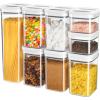 MR.SIGA 8 Piece Airtight Food Storage Container Set, BPA Free Kitchen Pantry Organization Canisters, One-handed Airtight Plastic Containers with Lids for Cereal, Spaghettie, Pasta,White(White)