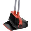 MR.SIGA Broom and Dustpan Set with Adjustable Long Handle, Upright Combo for Floor, Cleaning Lobby, Gray(Black & Red)
