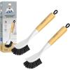 MR.SIGA Dish Brush with Handle, Dish Scrub Brush, Bamboo Dish Brush, Safe on Nonstick Pots, Pans, 2 Pack