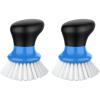 MR.SIGA Dish Scrub Brush, Palm Brush Dish Scrubber with Ergonomic Grip, Kitchen Brushes for Dishes, Green, Pack of 2(Blue)