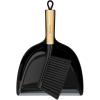 MR.SIGA Dustpan and Brush Set, Portable Cleaning Brush and Dustpan Combo with Bamboo Handle, White, 1 Set(Black)