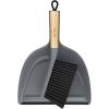 MR.SIGA Dustpan and Brush Set, Portable Cleaning Brush and Dustpan Combo with Bamboo Handle, White, 1 Set(Gray)