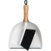 MR.SIGA Dustpan and Brush Set, Portable Cleaning Brush and Dustpan Combo with Bamboo Handle, White, 1 Set(White)