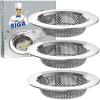 MR.SIGA Kitchen Sink Strainer, Stainless Steel Sink Drain Strainer, Dishwasher Safe, Outer Diameter 4.4 inch/11.2cm, Inner Diameter 3 inch/7.6cm, Pack of 3