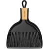 MR.SIGA Mini Dustpan and Brush Set, Portable Cleaning Brush and Dustpan Combo with Bamboo Handle, Gray, 1 Set(Black)