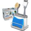 MR.SIGA Sink Caddy, Kitchen Sink Organizer Sponge Brush Holder with Drip Tray, White & Gray
