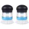 MR.SIGA Soap Dispensing Palm Brush, Kitchen Brush for Dish Pot Pan Sink Cleaning, Pack of 2, Navy/Blue(Navy/Blue)
